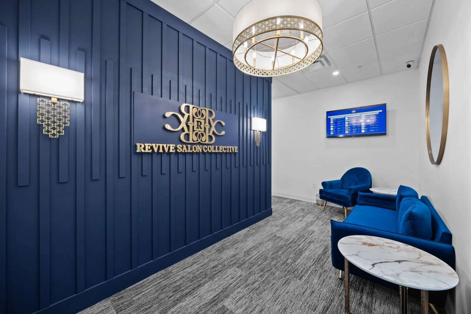 Shared reception lounge at Revive Salon Collective