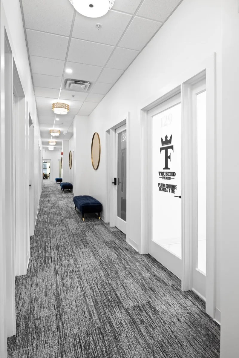 Hallway leading to the private suites at Revive